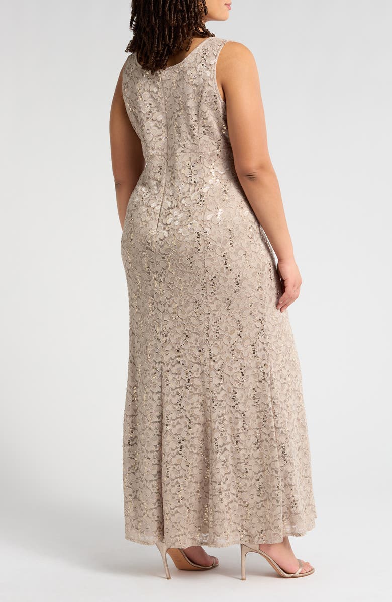 SL FASHIONS Long Fit & Flare Jacket Dress, Alternate, color, Champagne