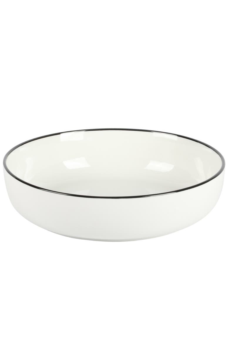 Oslo 16 Piece Dinnerware Set, Alternate, color, White with Black Rim