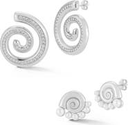 GLAZE JEWELRY Assorted 2-Pack Cubic Zirconia Pavé Shell & Freshwater Pearl Stud Earrings