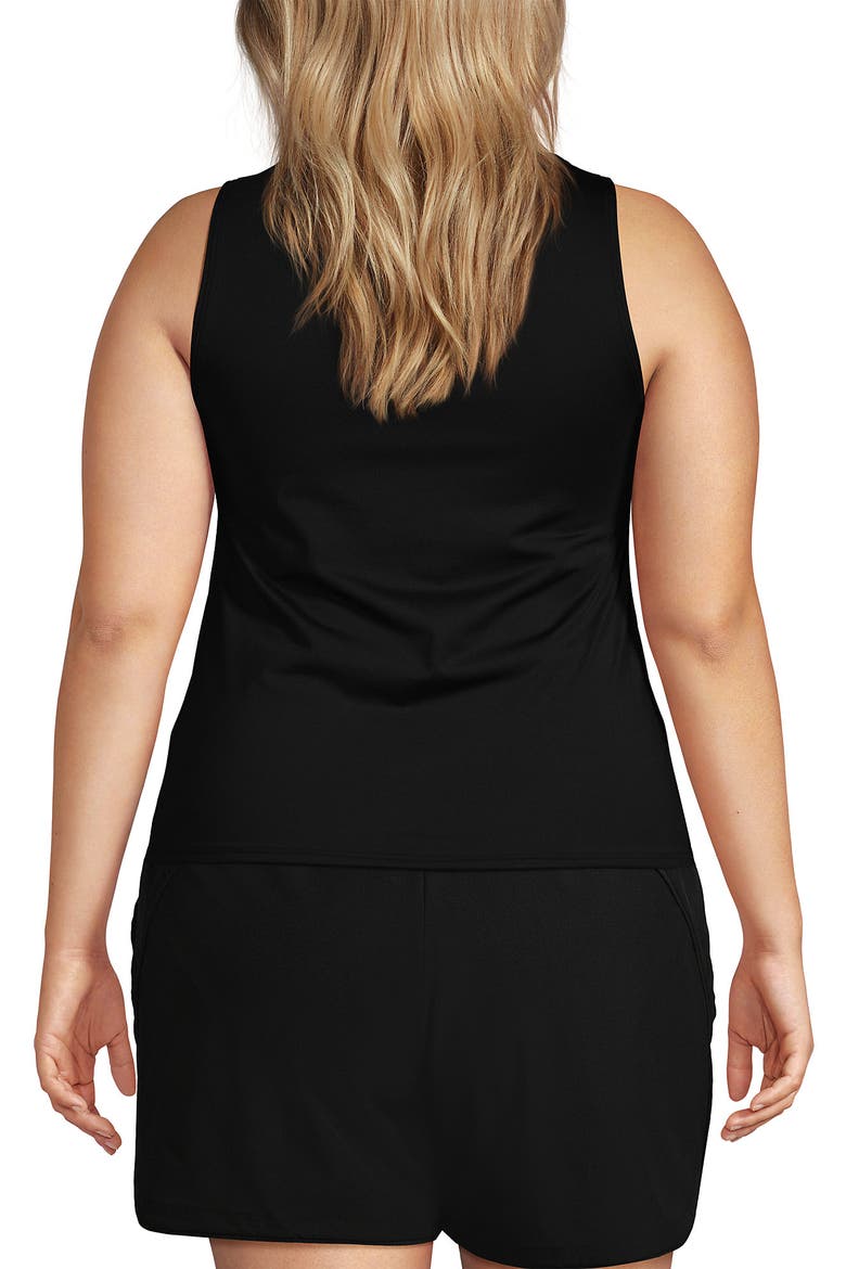 Plus Size Long Chlorine Resistant High Neck UPF 50 Modest Tankini Swimsuit Top, Alternate, color, Black