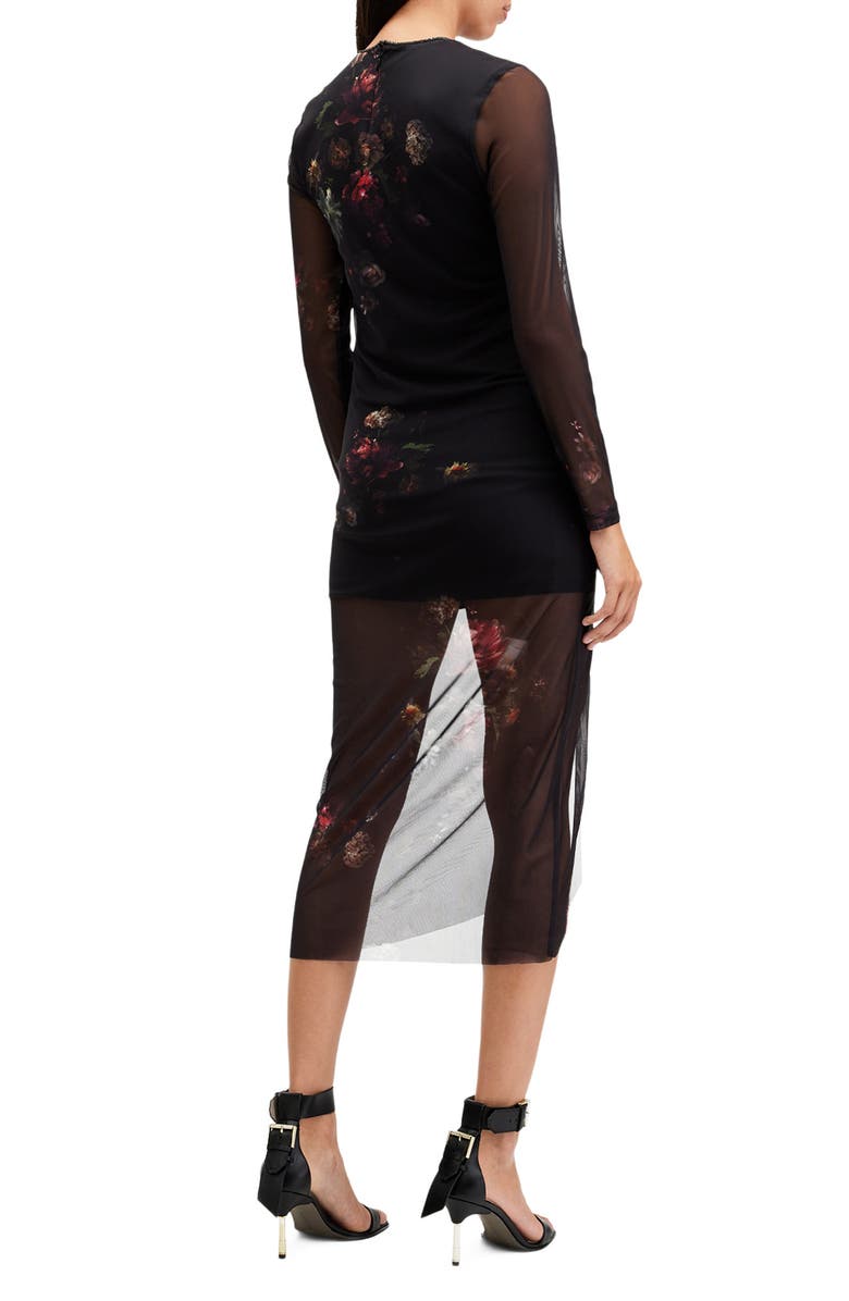AllSaints Nora Floral Sparkle Long Sleeve Dress, Alternate, color, Mortem Black
