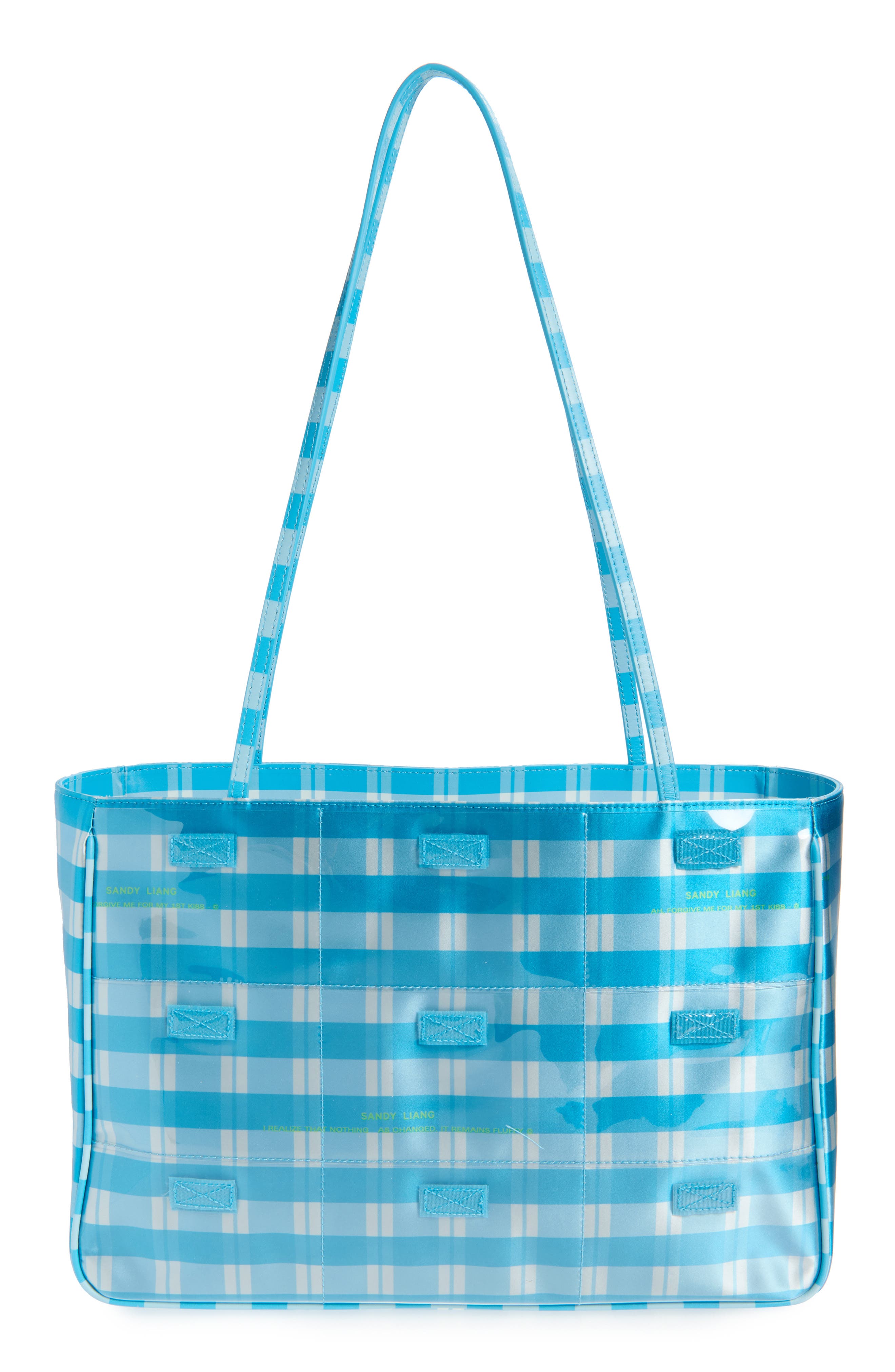 Sandy Liang Windows Check Tote, Alternate, color, Blue Multi