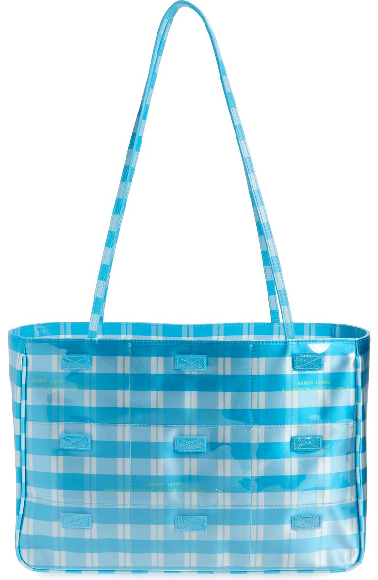 Sandy Liang Windows Check Tote, Alternate, color, Blue Multi