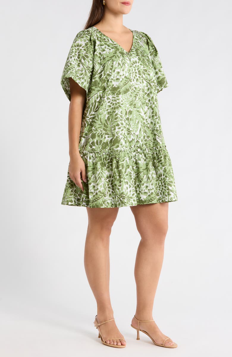 SUGARLIPS Irenan Leaf Ashby Shift Minidress, Alternate, color, White-Olive