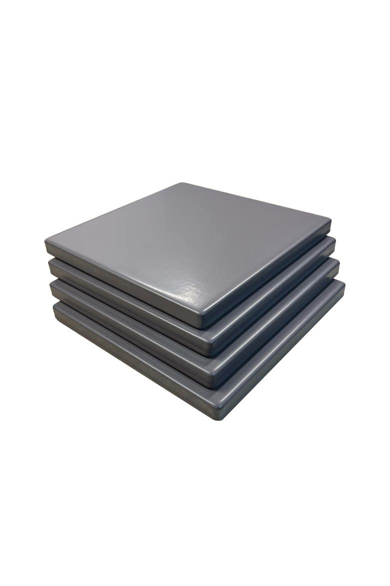 Glazed Cordierite Square Pizza Stone 4 Piece Set, 7.5x7.5-Inch, Main, color, Grey