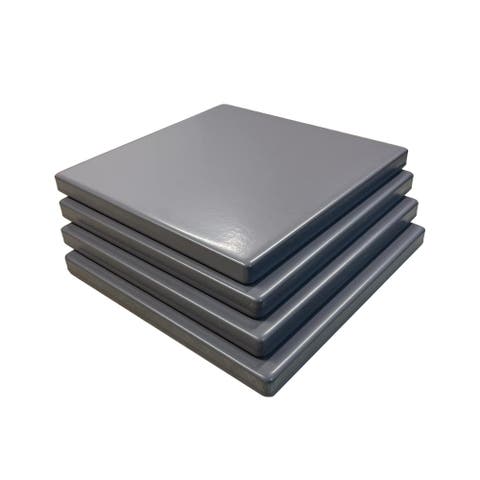 Glazed Cordierite Square Pizza Stone 4 Piece Set, 7.5x7.5-Inch
