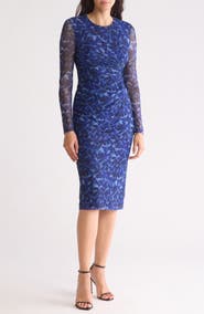 Eliza J Sheer Sleeve Midi Dress