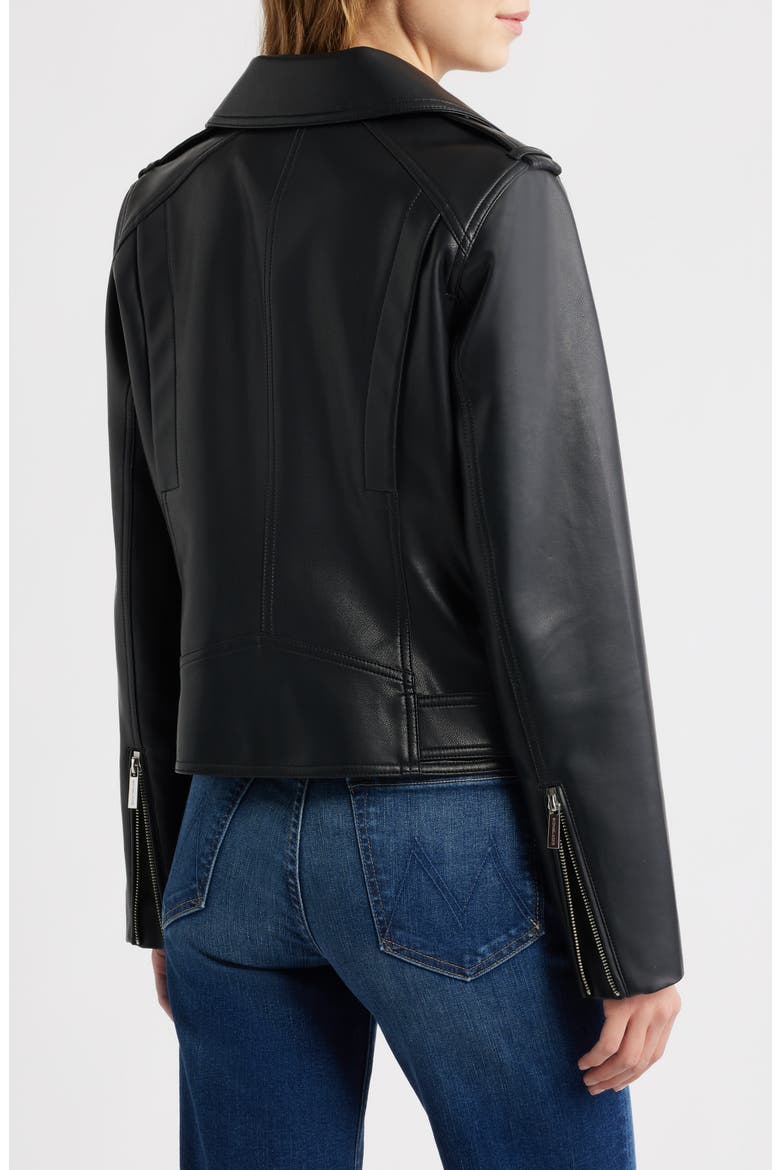 Faux Leather Moto Jacket, Alternate, color, BLACK