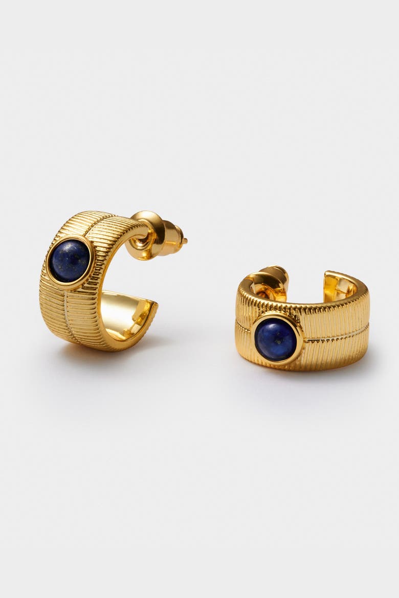 'September' Waterproof Gold Birthstone Hoop Earrings, Alternate, color, September