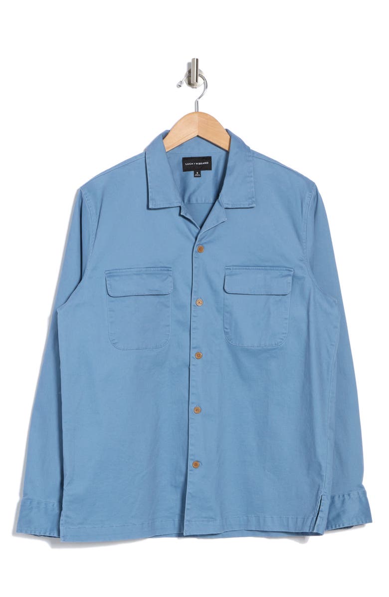 Lucky Brand Rancher Stretch Cotton Sateen Shirt Jacket, Alternate, color, Provincial Blue
