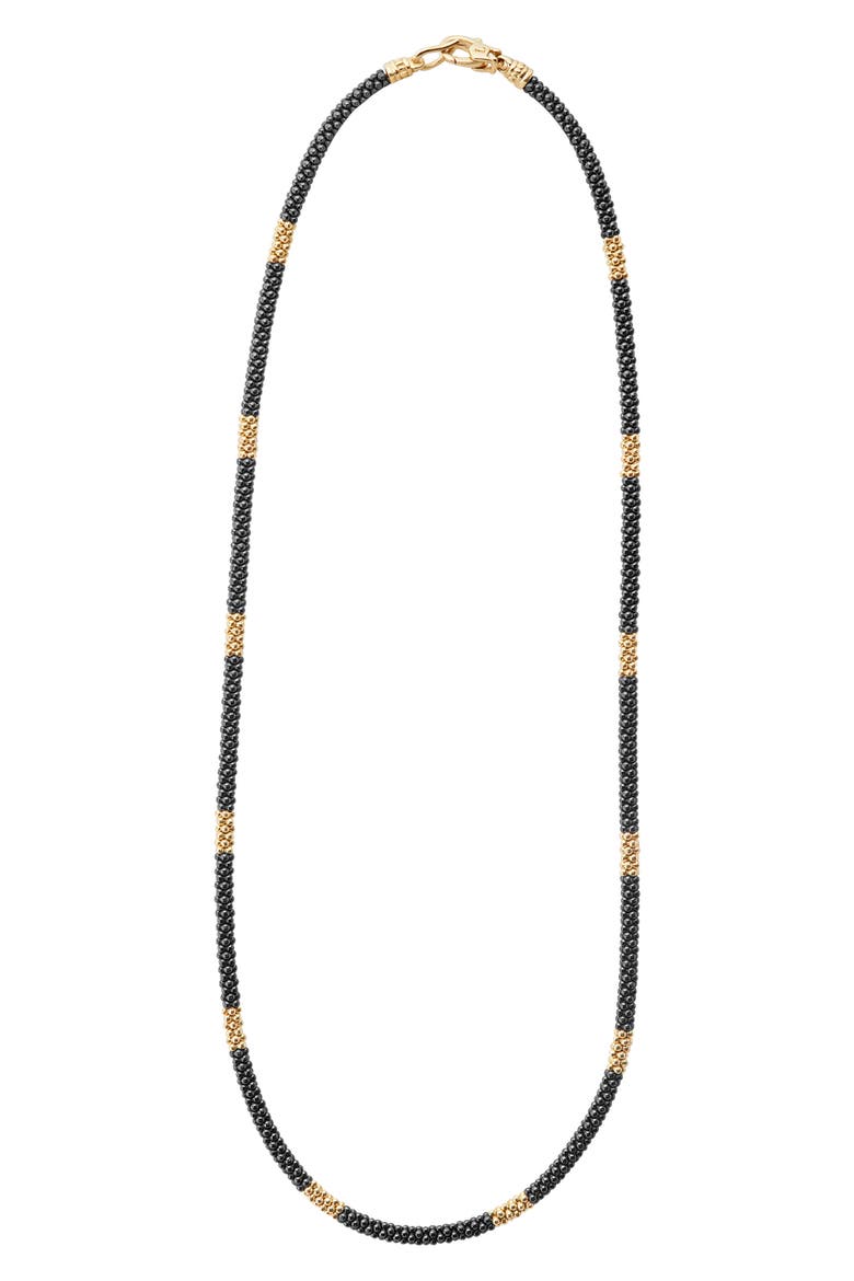Black Caviar Beaded Necklace, Alternate, color, BLACK