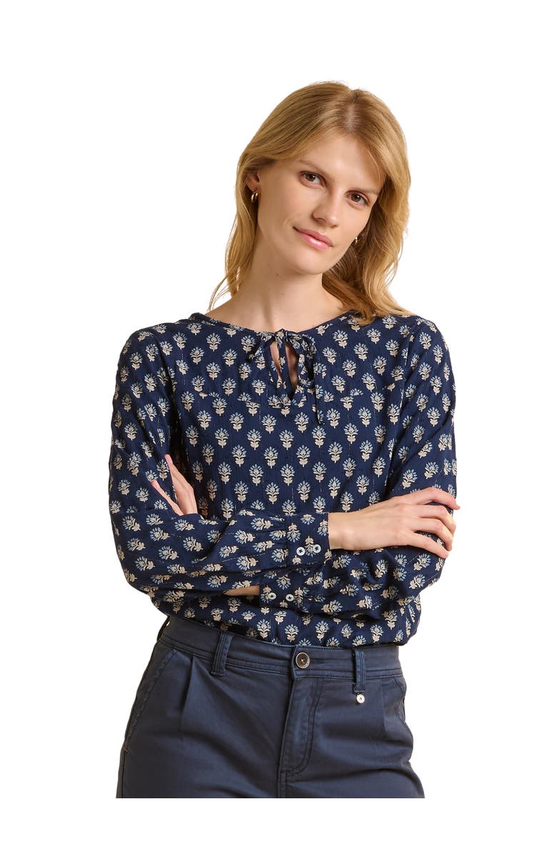 Brakeburn Juliette Long Sleeve Tie Neck Blouse, Main, color, Navy