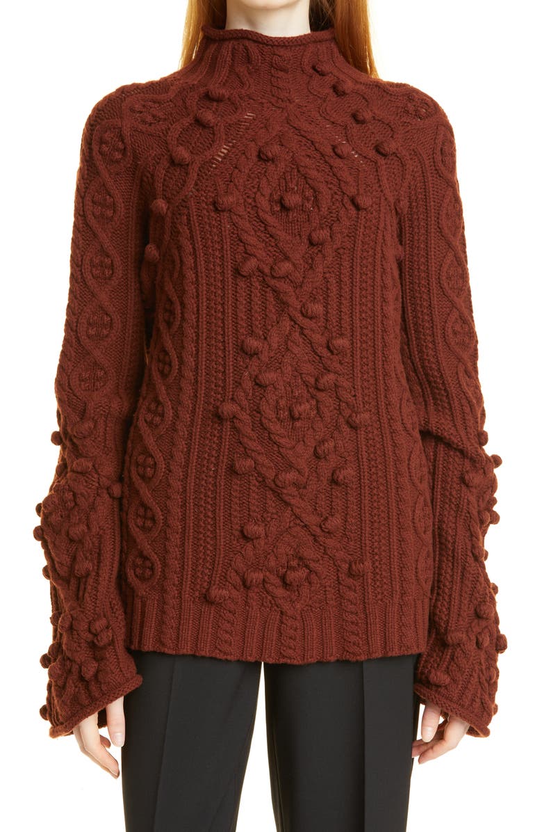 Rebecca Taylor Bauble Cableknit Turtleneck, Main, color,