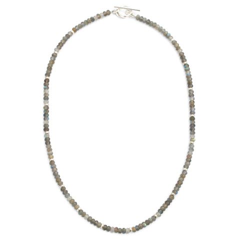 Gemstone Beaded Necklace With Sterling Silver Lobster Closure