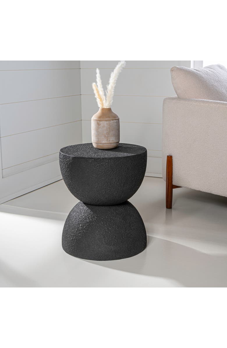 JONATHAN Y Greta 18" Mid-Century Modern Drum Indoor/Outdoor Accent Table, Alternate, color, Black Frosted