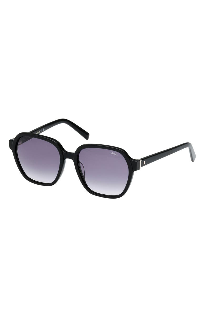 ABERCROMBIE & FITCH 54mm Gradient Geometric Sunglasses, Alternate, color, Shiny Black / Gradient Smoke