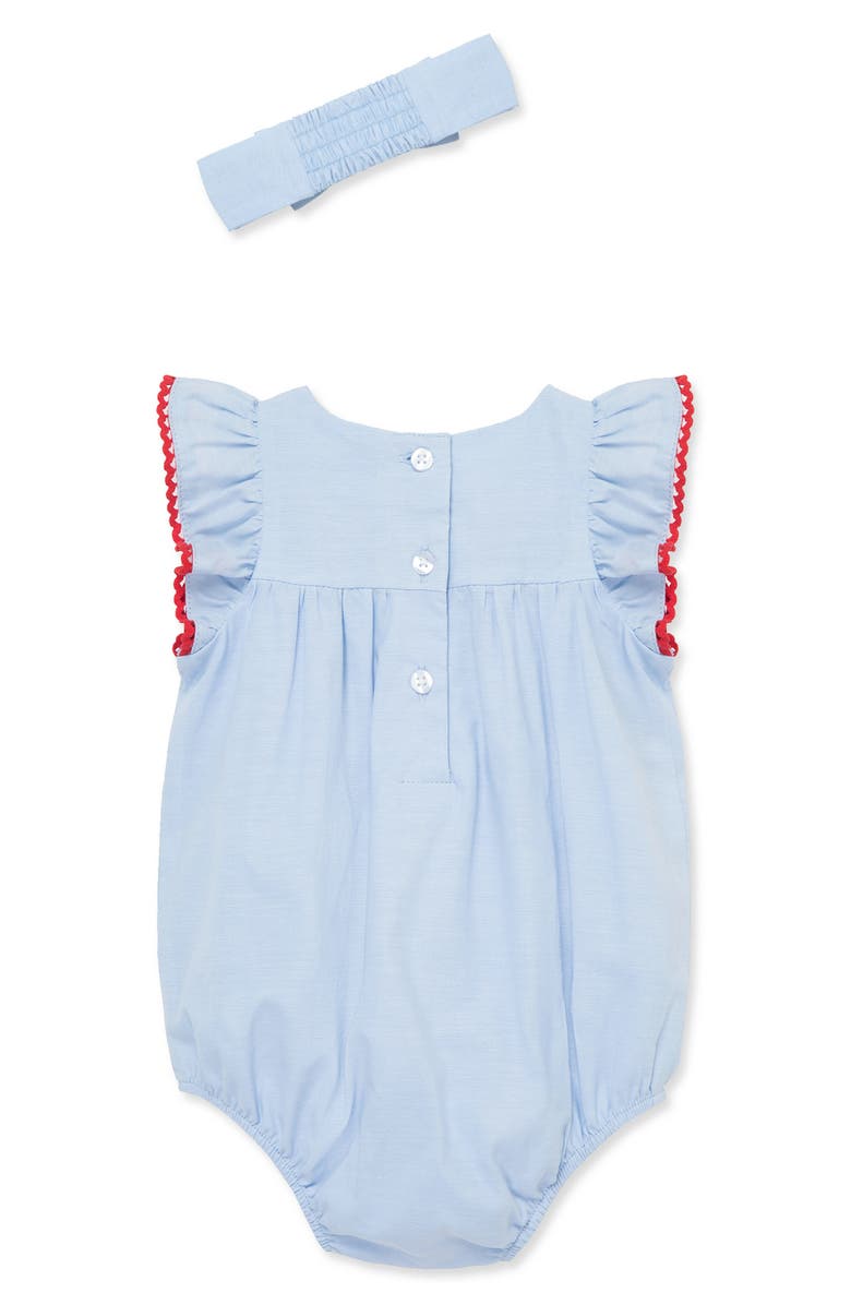 Little Me Cherries Bubble Bodysuit & Headband Set, Alternate, color, Blue