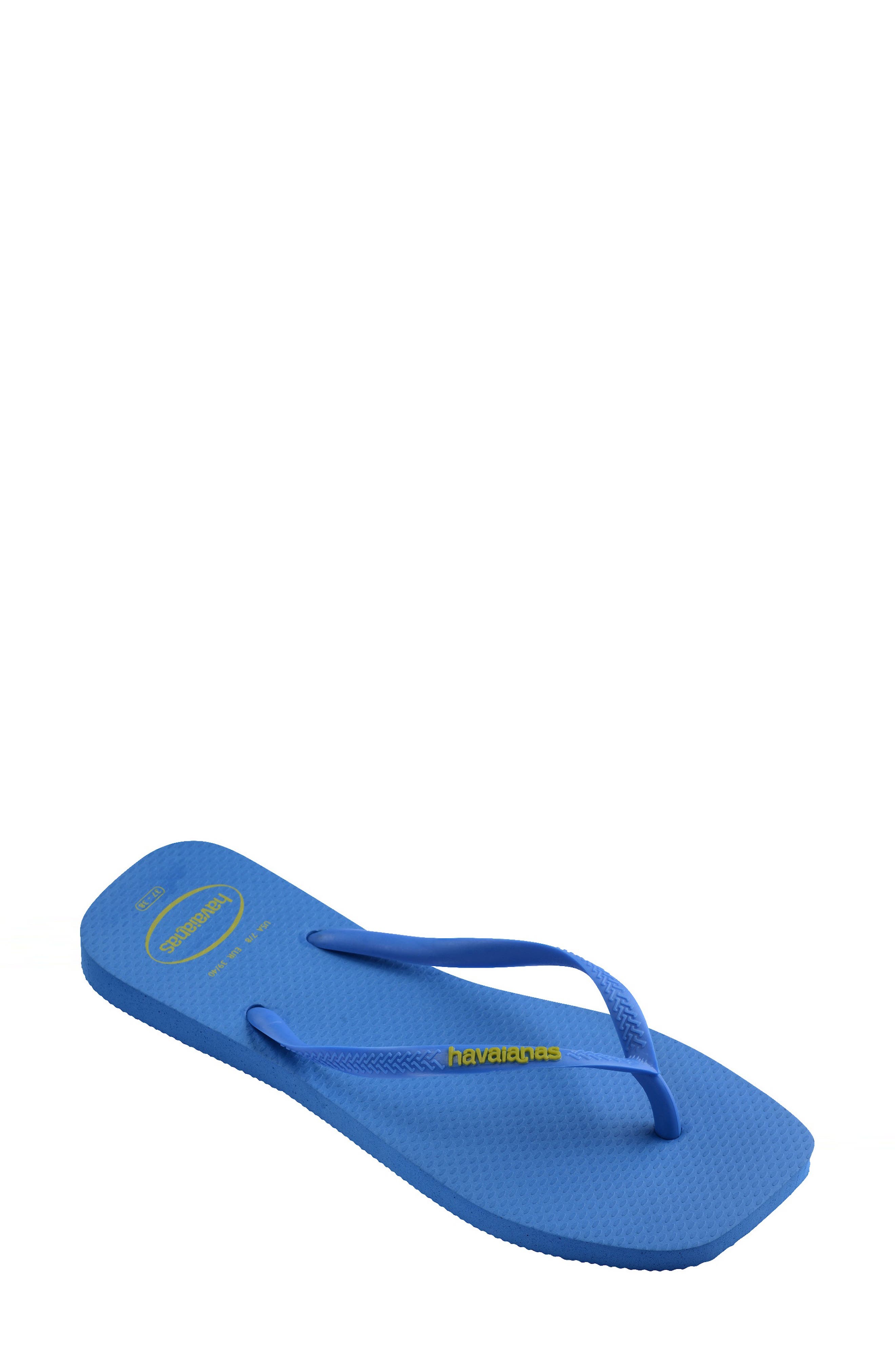 Havaianas Slim Square Logo Flip Flop, Alternate, color, Brilliant Blue
