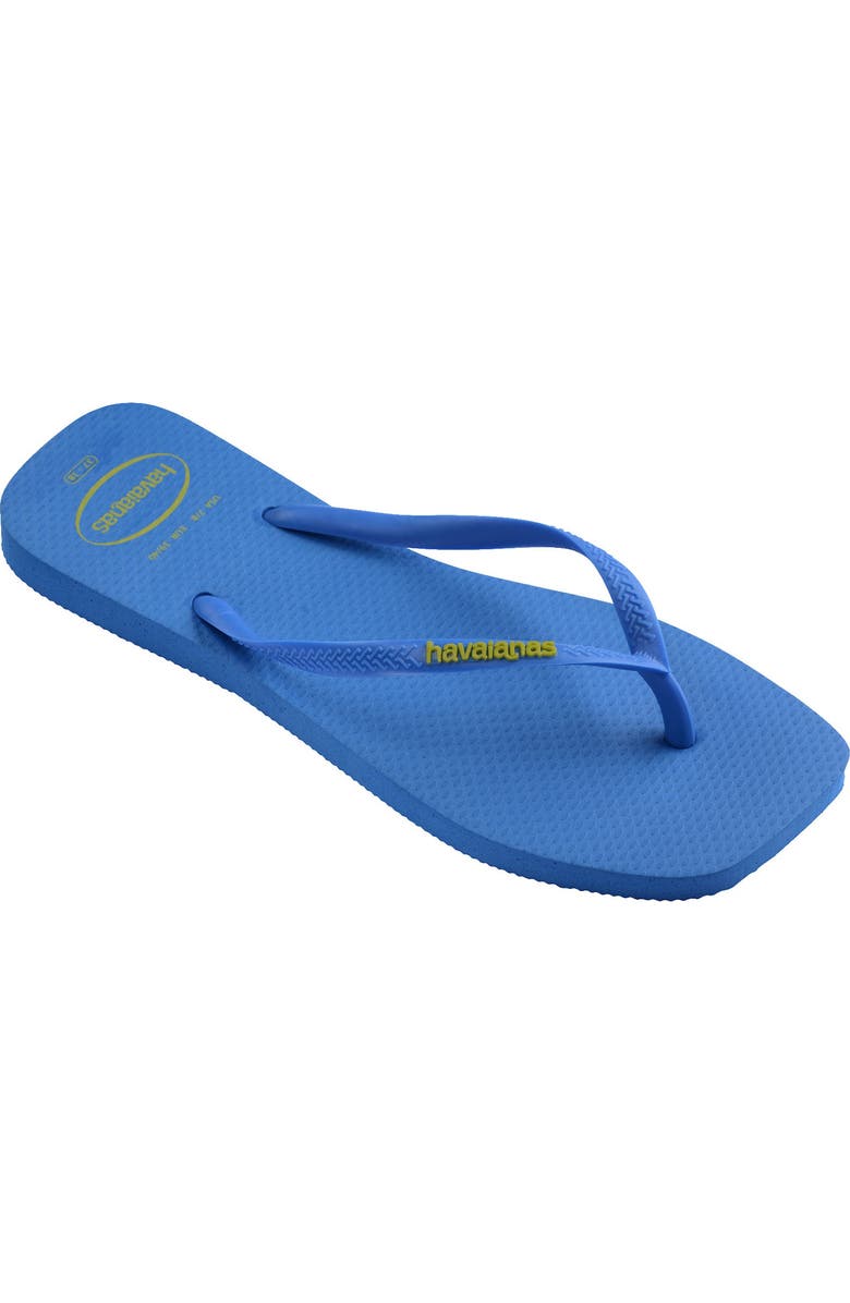 Havaianas Slim Square Logo Flip Flop, Alternate, color, Brilliant Blue