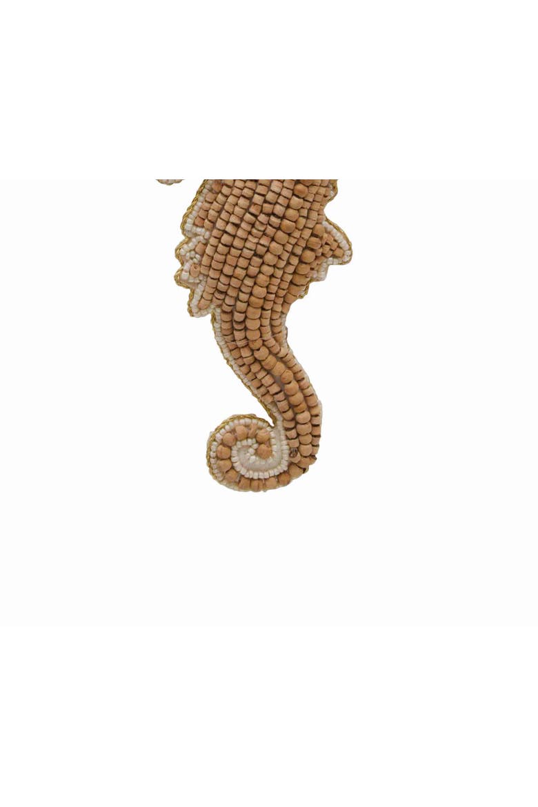 Wood Bead Sea Horse Ornament, Alternate, color, Beige