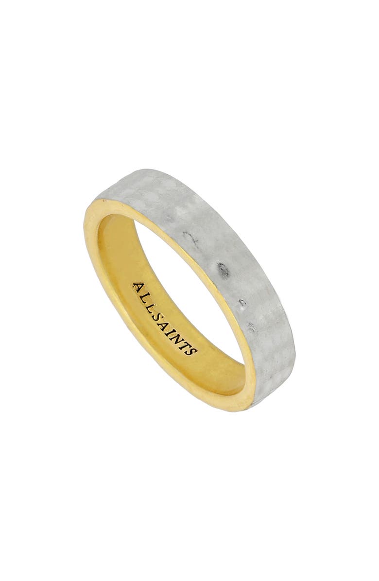 AllSaints Two-Tone Hammered Band Ring, Alternate, color, Warm Silver/ Brass
