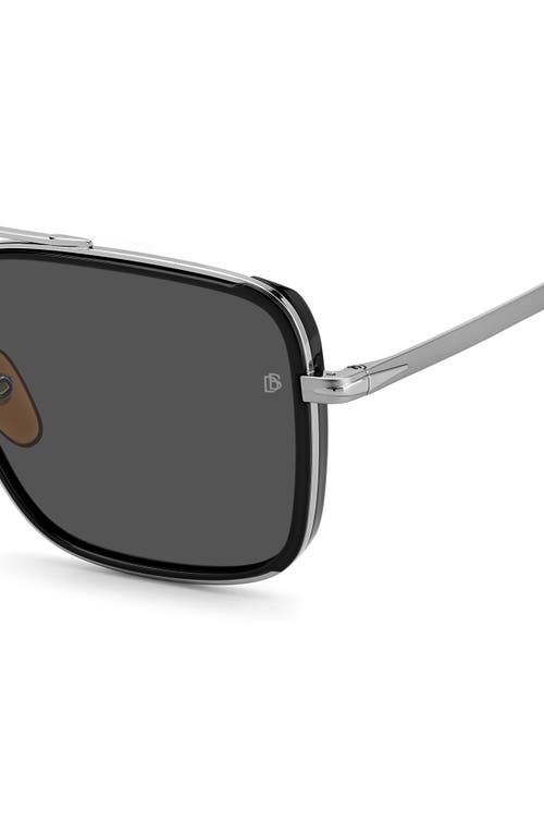 David Beckham Eyewear 59mm Polarized Rectangular Sunglasses In Black Ruthenium