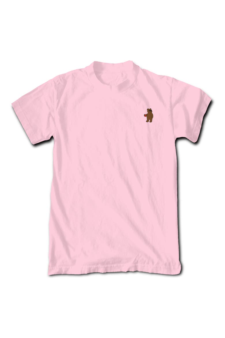 Embroidered Bear Cotton T-Shirt, Main, color, LIGHT PINK