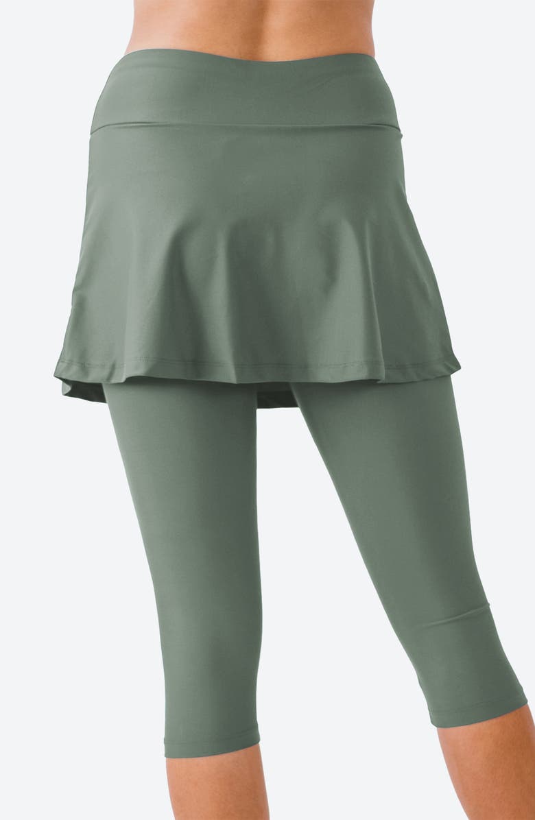 Calypsa Skirted Swim Capris, Alternate, color, Sage Green