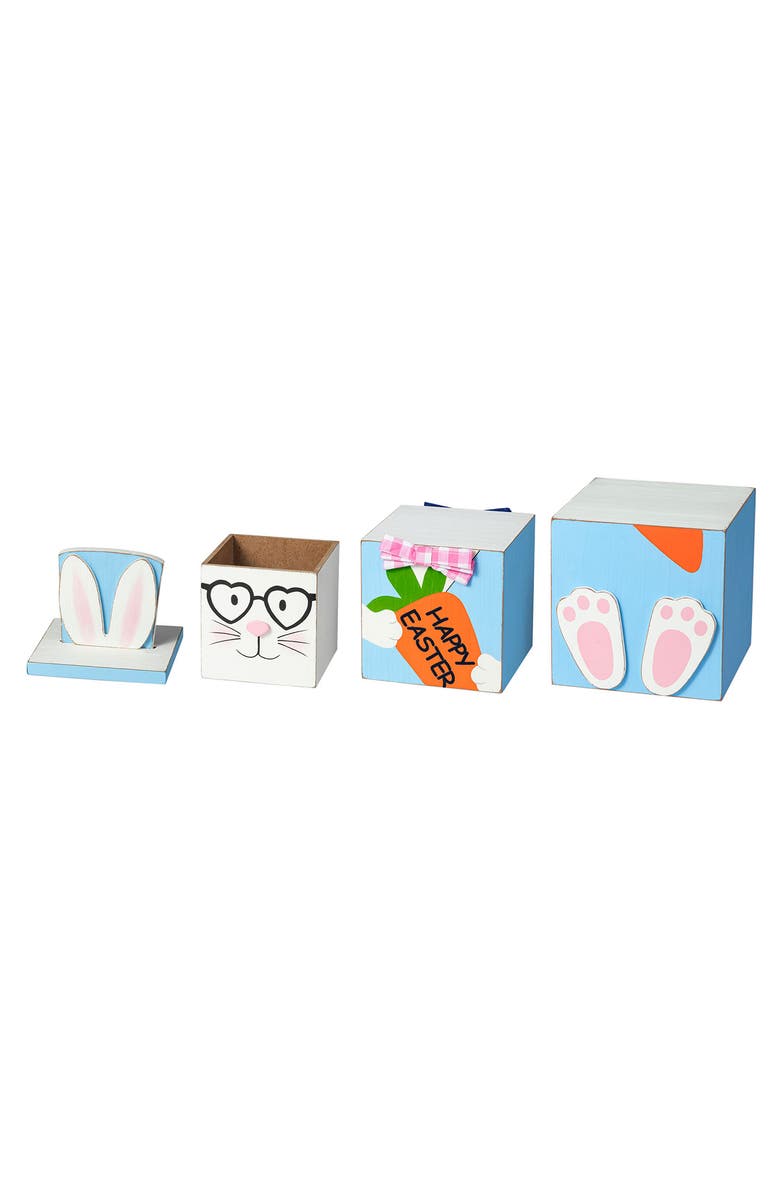 Glitzhome 24"H Double Sided Wooden Porch Decor Easter and July 4th, Alternate, color, Blue