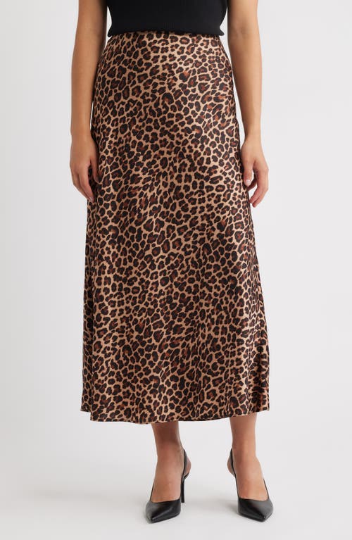 Anne Klein Plus Size Flared Leopard-print Maxi Skirt In Brown