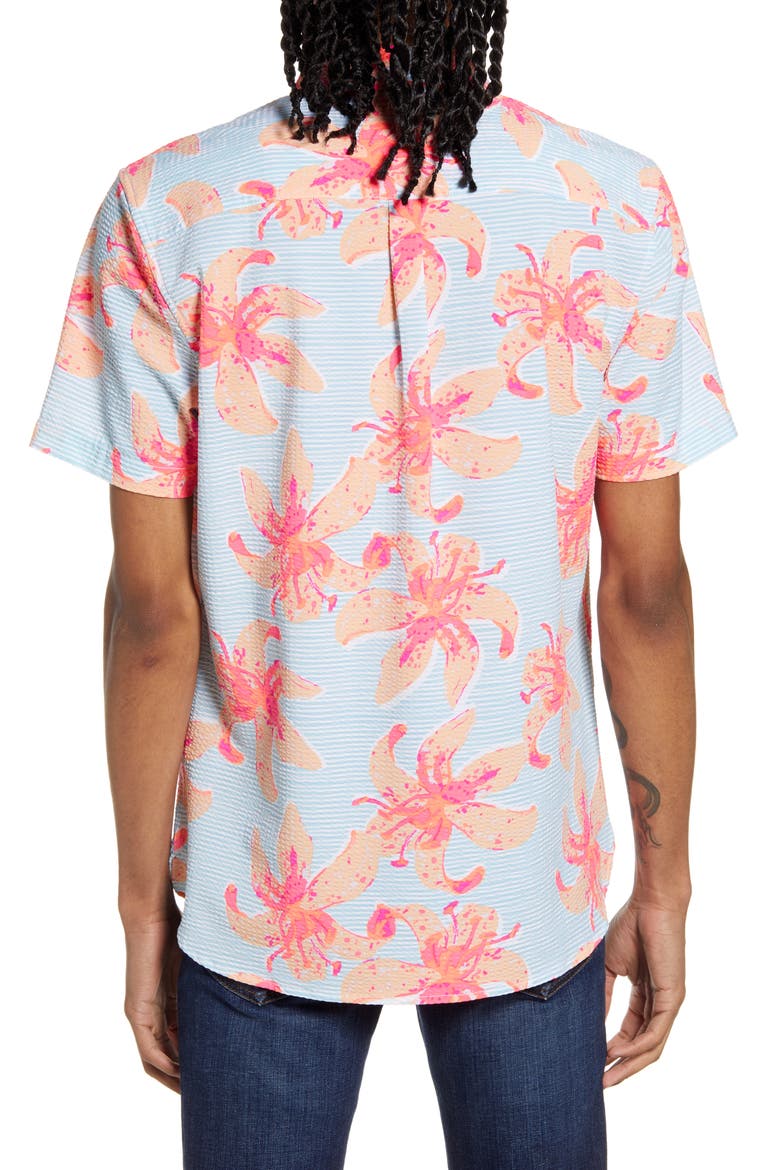 The Bloomslam Short Sleeve Button-Down Popover Seersucker Shirt, Alternate, color, LIGHT/ PASTEL BLUE