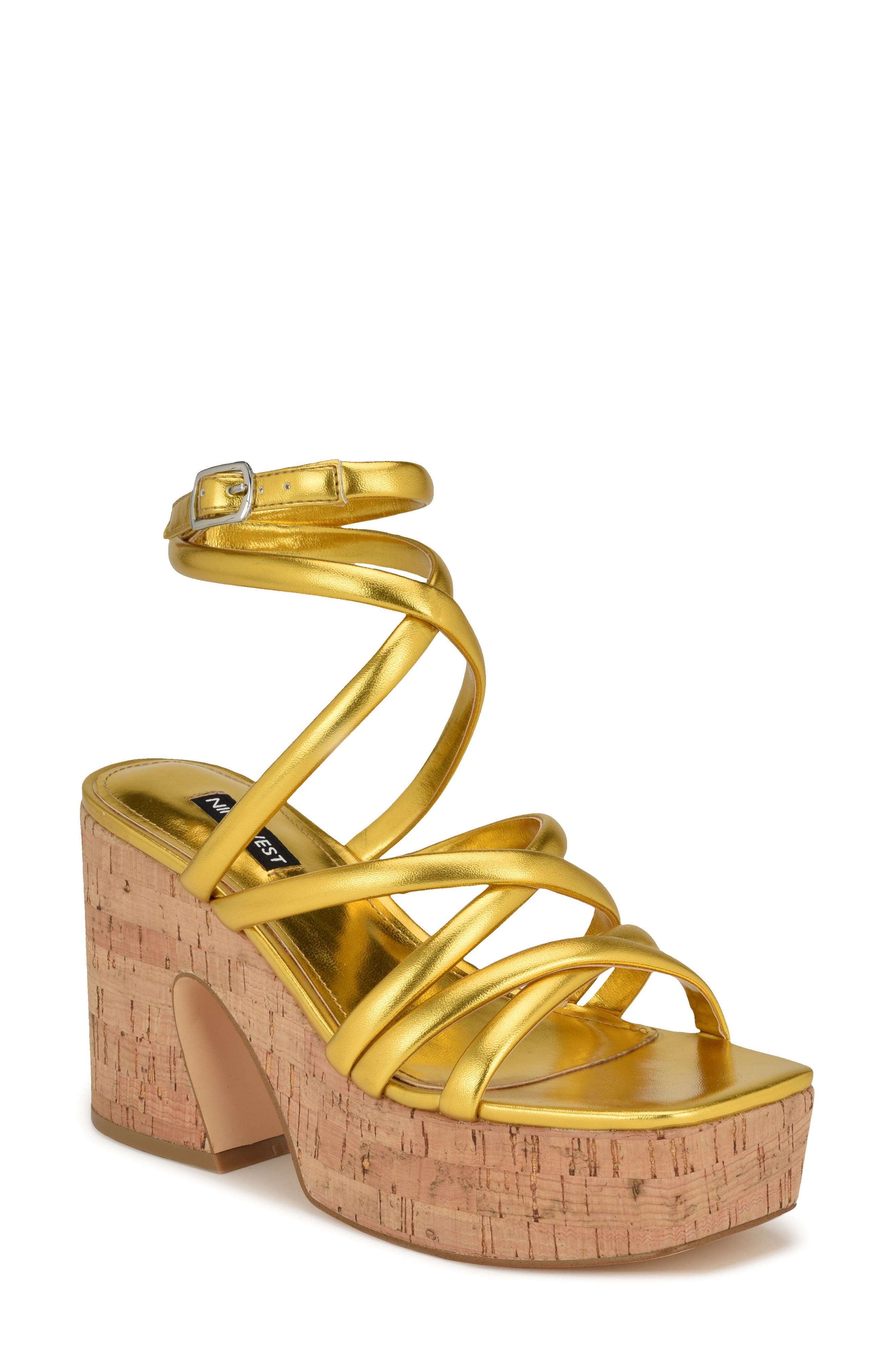 Corke Ankle Strap Platform Sandal, Main, color, YELLOW
