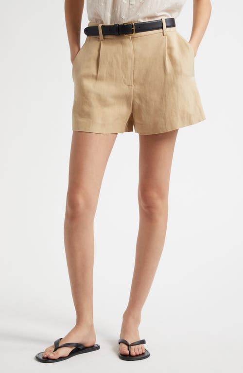 Shop Nili Lotan Beatrice Linen & Silk Shorts In Khaki