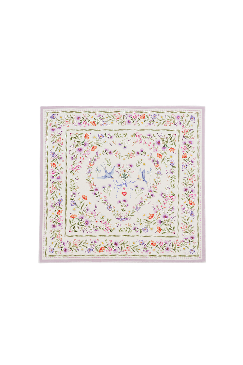 Forget Me Not Narrative Square Scarf, Main, color, Light Beige