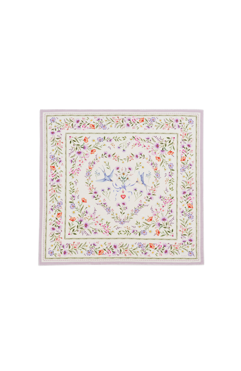 Fable England Forget Me Not Narrative Square Scarf, Main, color, Light Beige