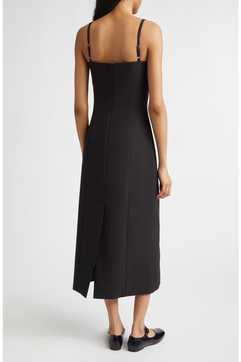 Sen Bow Cutout Sponge Stretch Suiting Column Dress, Alternate, color, BLACK