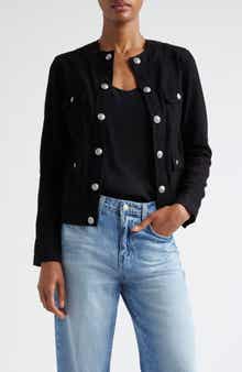 L'AGENCE Yari Collarless Denim Jacket