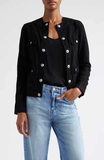 L'AGENCE Yari Collarless Denim Jacket