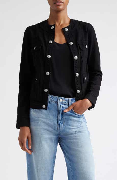 L'AGENCE Yari Collarless Denim Jacket