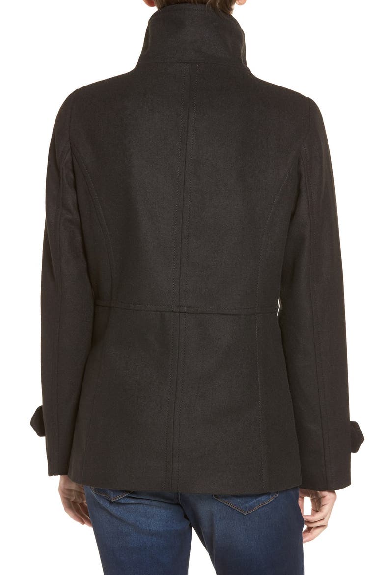 Double Breasted Peacoat, Alternate, color, BLACK