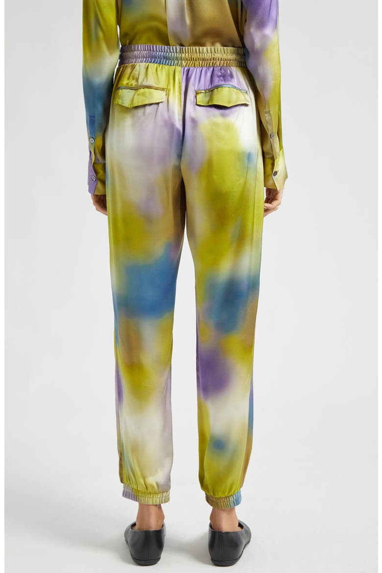 Watercolor Print Silk Charmeuse Joggers, Alternate, color, WATERCOLOR PRINT