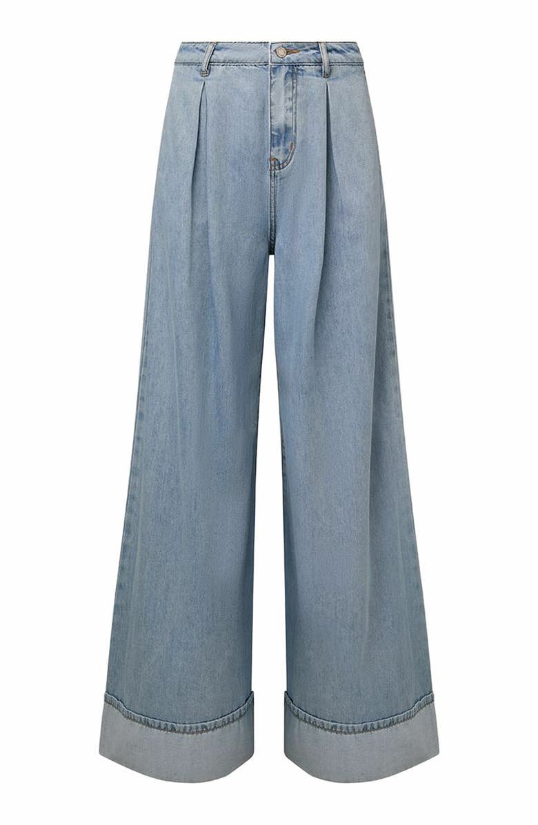 WeWoreWhat High Waisted Pleated Super Wide Leg Pant, Main, color, 