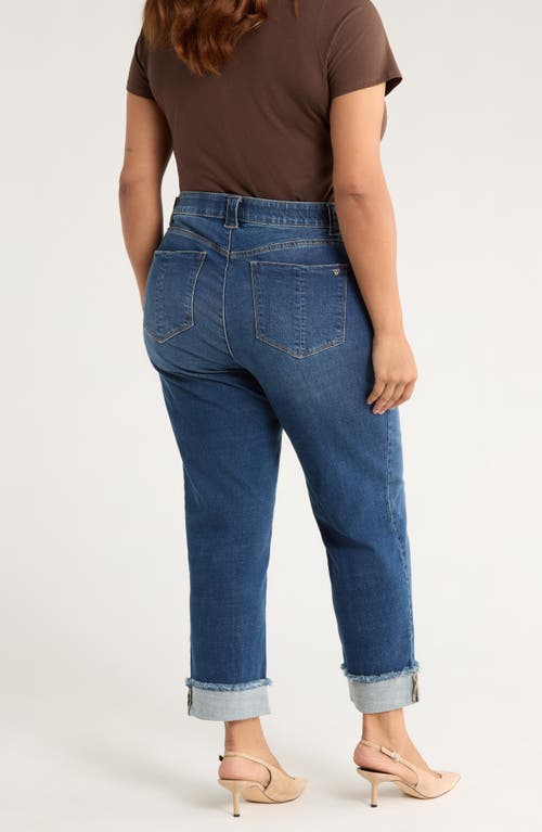 Wit & Wisdom High Waist Frayed Cuff Hem Straight Leg Jeans In Blue