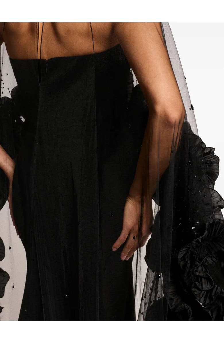 Jenny Packham Petal Bloom Ruffle-Detailed Maxi Dress, Alternate, color, Liquorice