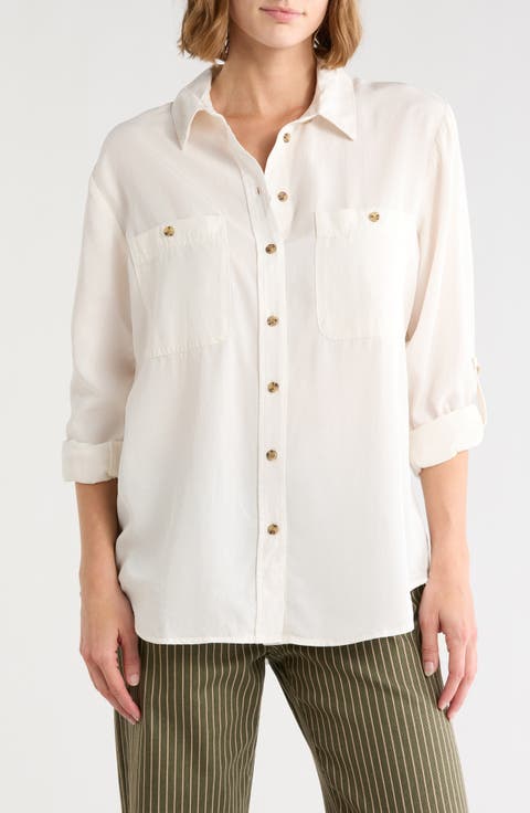 Tencel® Lyocell Boyfriend Button-Up Shirt