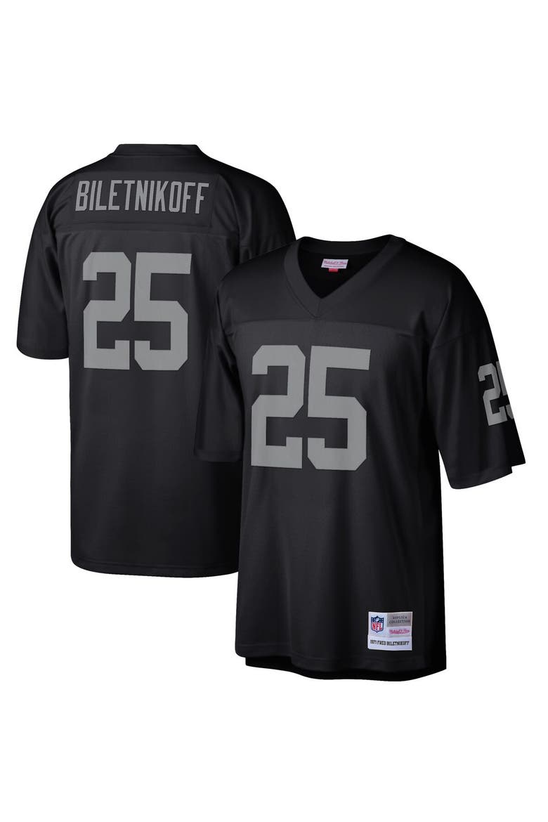 Men's Mitchell & Ness Fred Biletnikoff Black Las Vegas Raiders Retired Player Legacy Replica Jersey, Main, color, Black