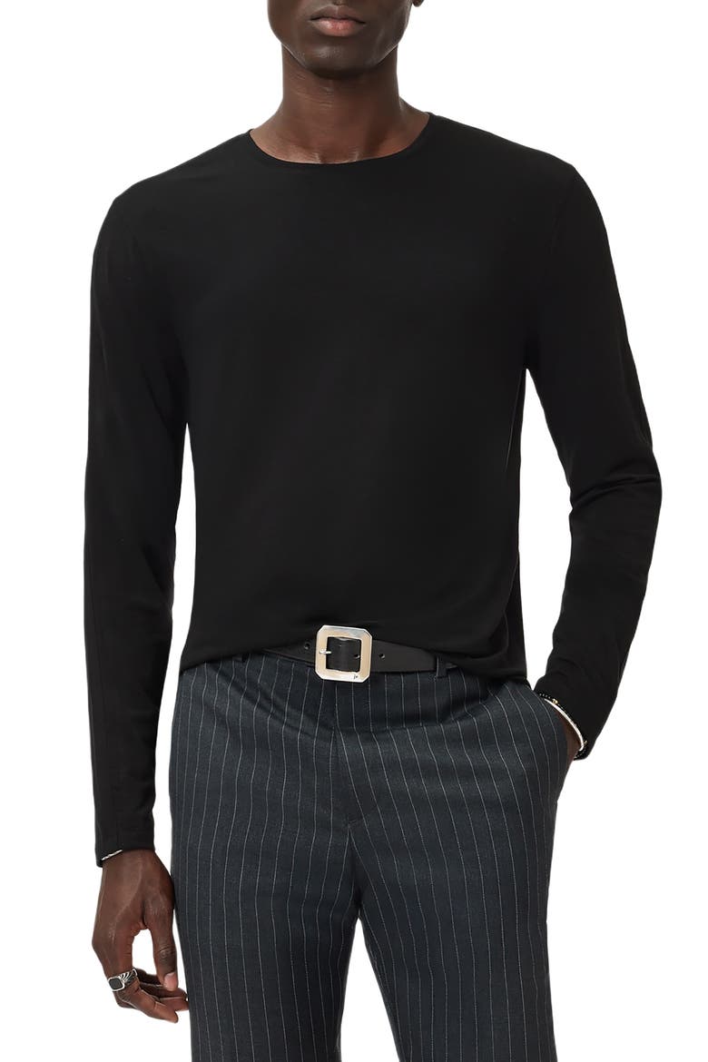 Clemente Lyocell & Wool Long Sleeve T-Shirt, Main, color, BLACK