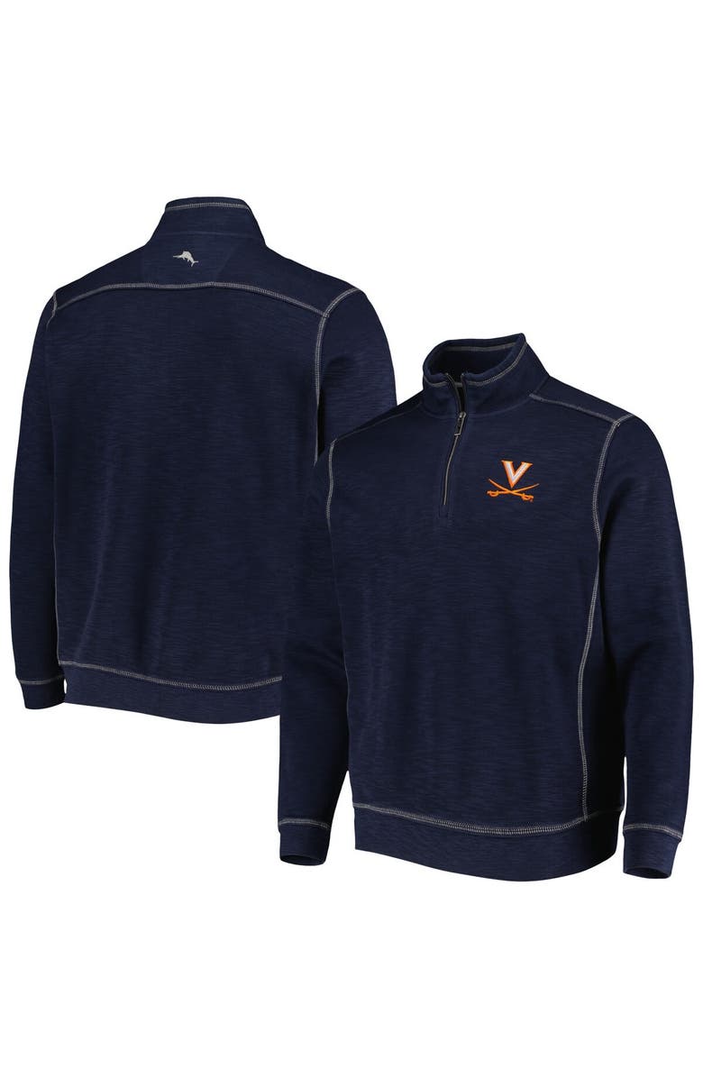 Tommy Bahama Men's Tommy Bahama Navy Virginia Cavaliers Sport Tobago Bay Tri-Blend Mock Neck Half-Zip Jacket, Main, color,