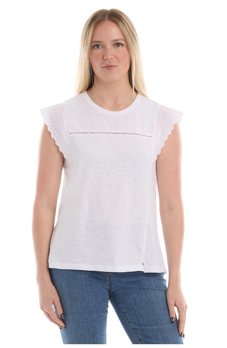 Wilt Eyelet Cap Sleeve Tee, Main, color, White