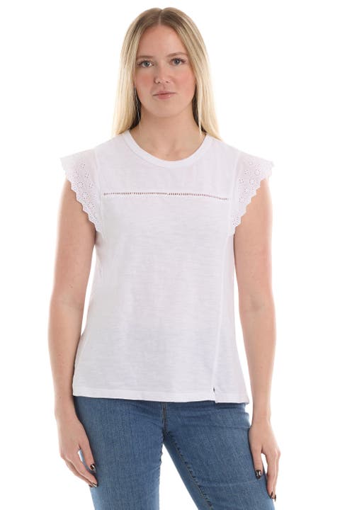 Eyelet Cap Sleeve Tee